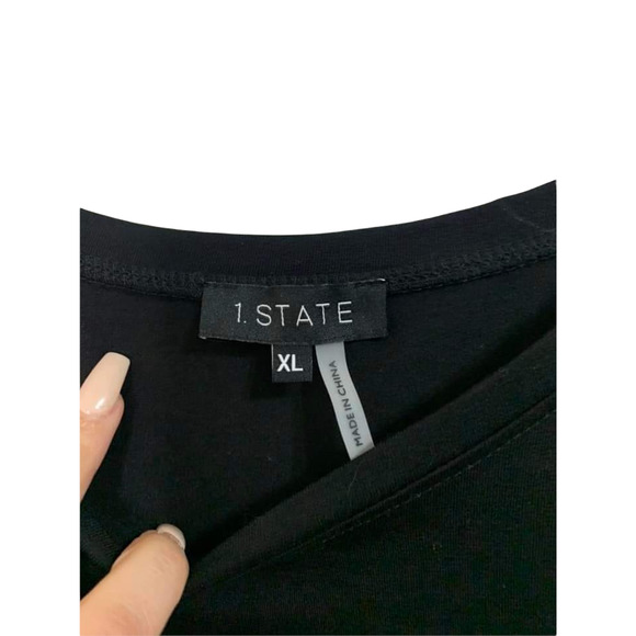 1.STATE Heritage Bloom Rich Black Cold Shoulder Top Size XL NEW - Picture 3 of 6